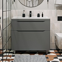 Vivon Тумба с раковиной Shelly 90 серая матовая